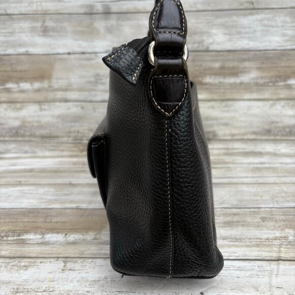 Brighton Pebbled Leather Purse Shoulder Bag Black Braided Heart Classic Boho Y2K - Picture 7 of 17